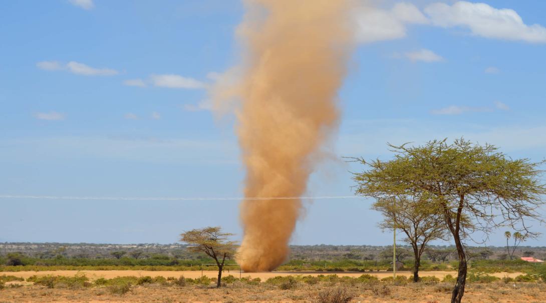 Dust cloud on Kenya wildlife conservation area