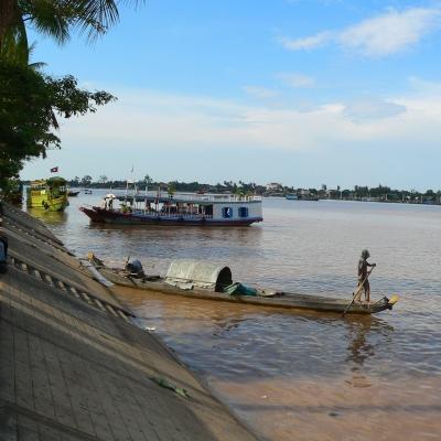 Locals on the Mekong river in Cambodia