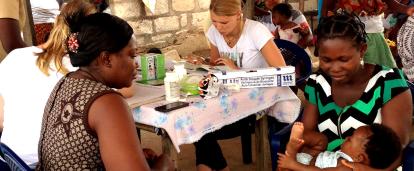 Projects Abroad Midwifery interns participate in a community healthcare outreach in a rural part of Ghana.