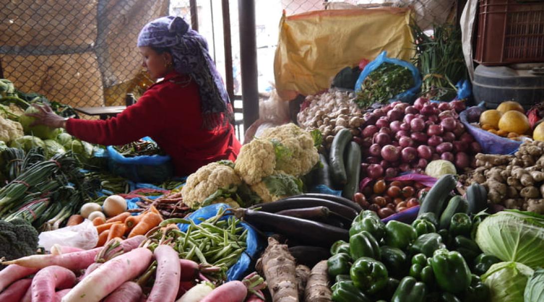 Fresh vegetable market in Nepal