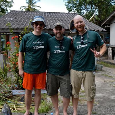 Three older volunteers enjoying themselves on their gap year in Thailand