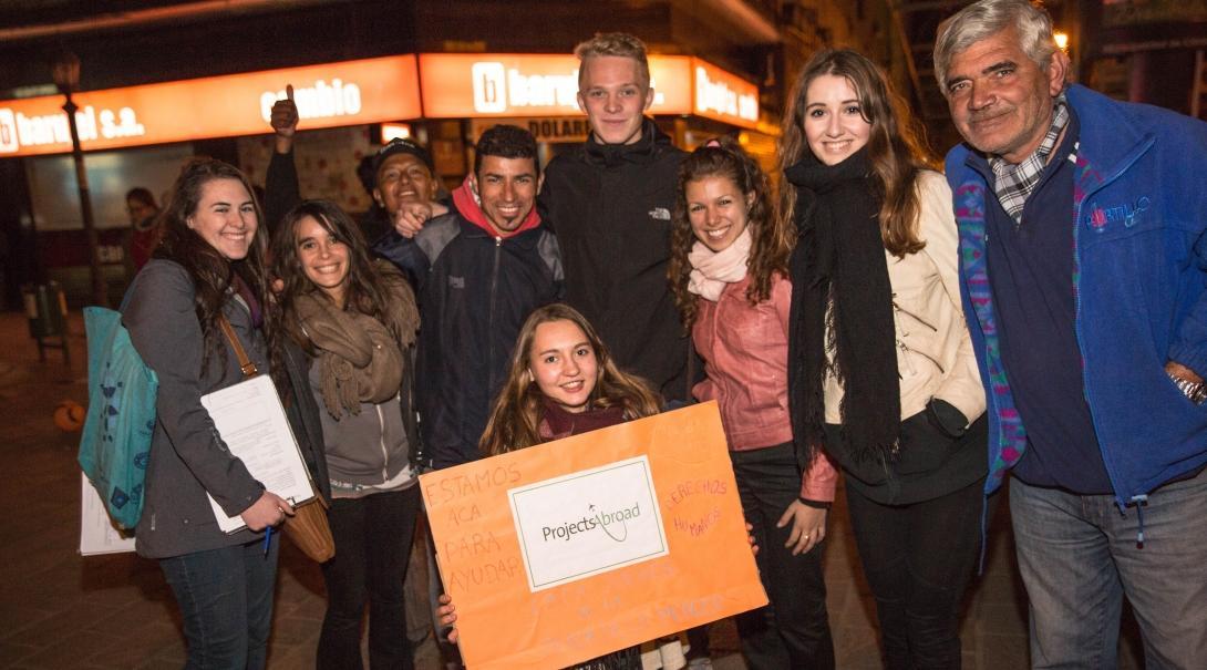 Interns run an awareness campaign during our Human Rights internship for high school students in Argentina