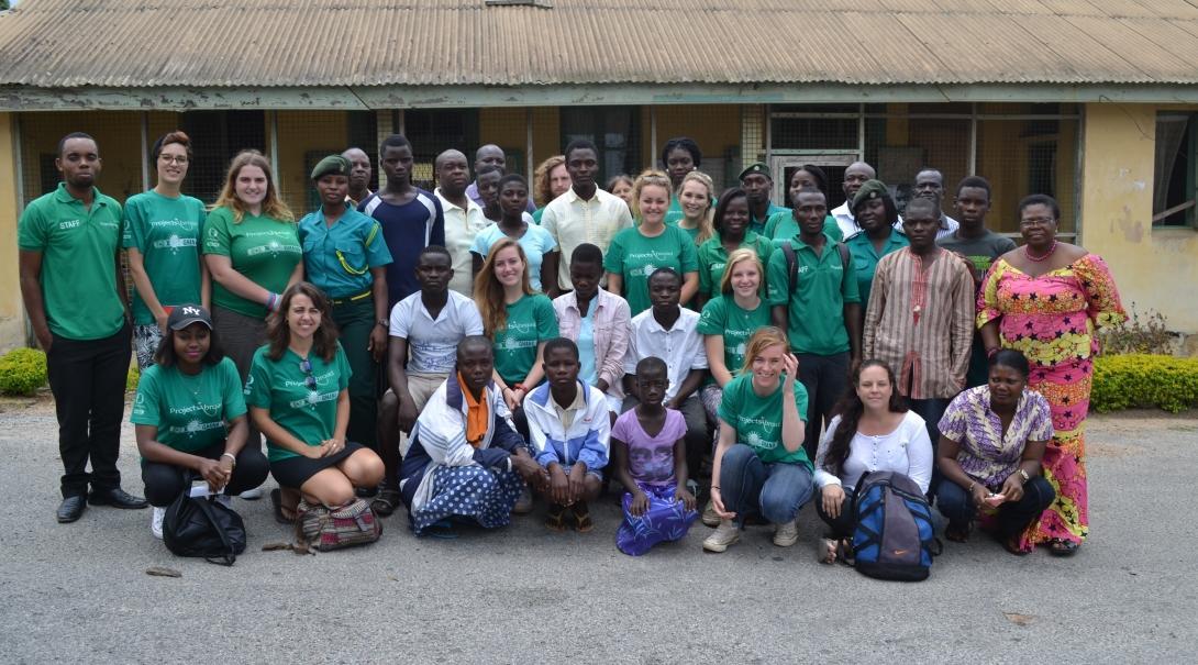 A group photo of interns and local officials on our Human Rights internship for teenagers in Ghana