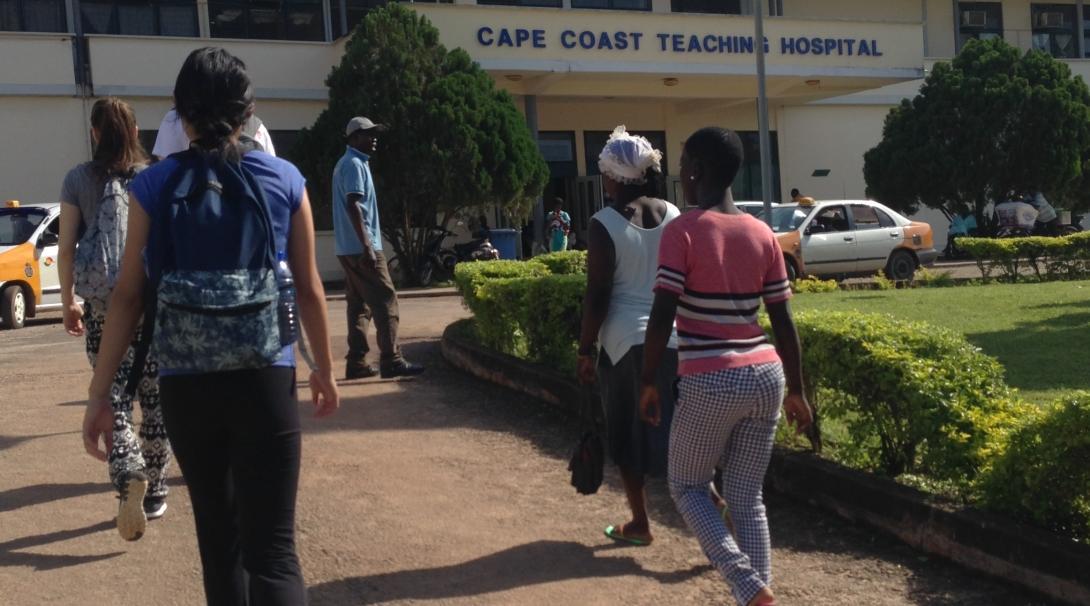 Local people visit the teaching hospital in Cape Coast, where many students do Nursing internships in Ghana with Projects Abroad.