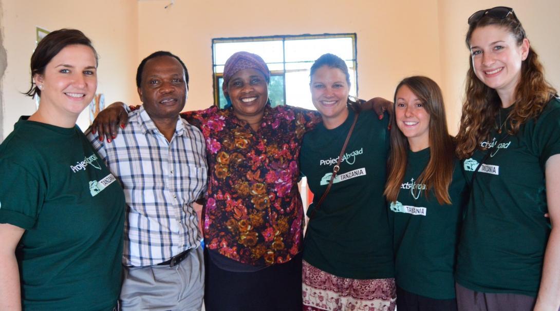 A group of Projects Abroad interns are pictured at a medical outreach during their occupational therapy internship in Tanzania.