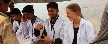 Projects Abroad interns working at an outreach during our medical internship for teenagers in Nepal