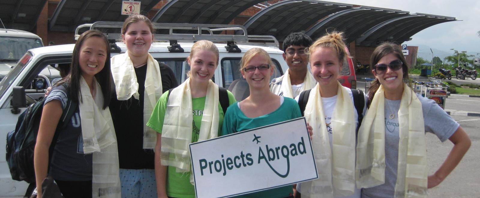 Staff arrive at the airport to welcome Projects Abroad volunteers in Nepal.
