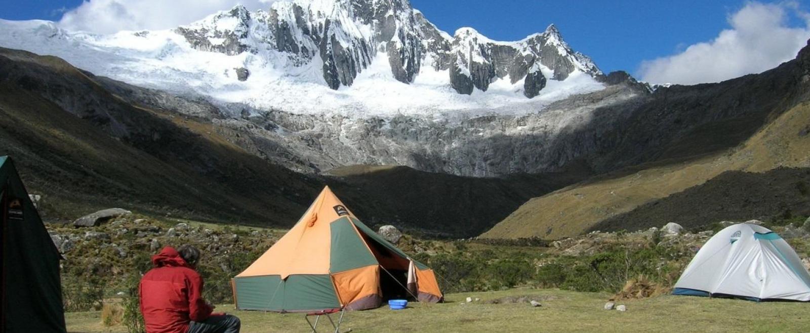 Joanne camping at the foothills of the Himalayan Mountains