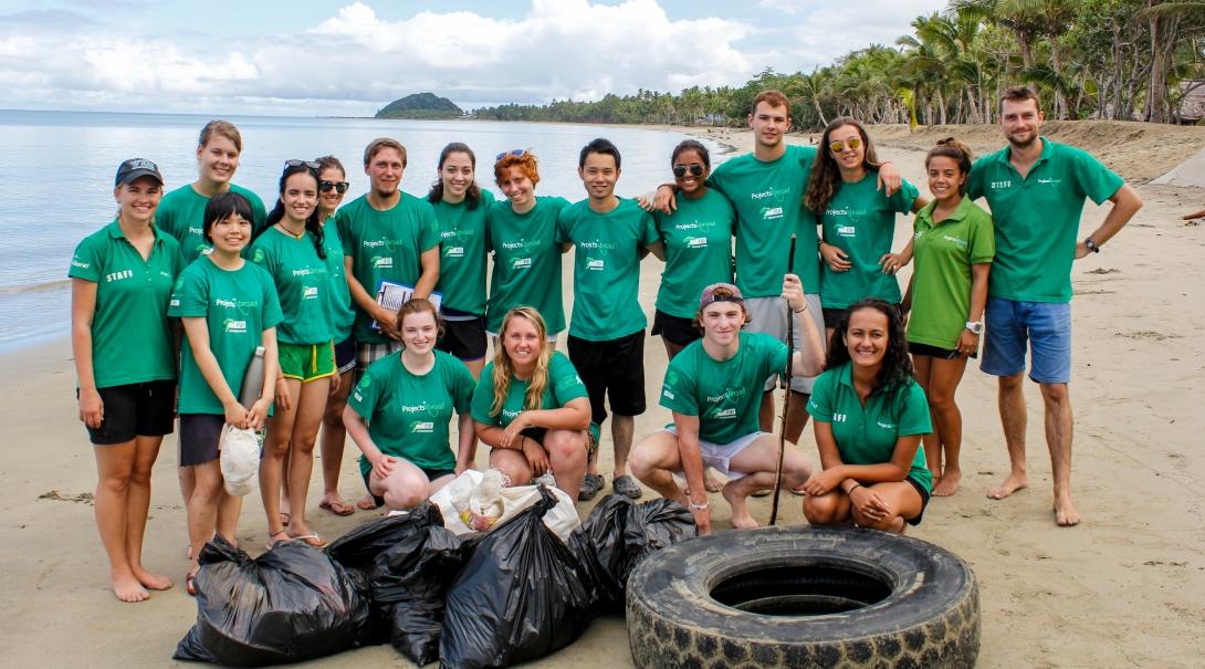 Projects Abroad Conservation volunteers pick up litter on one of our best volunteer abroad programs for young adults.