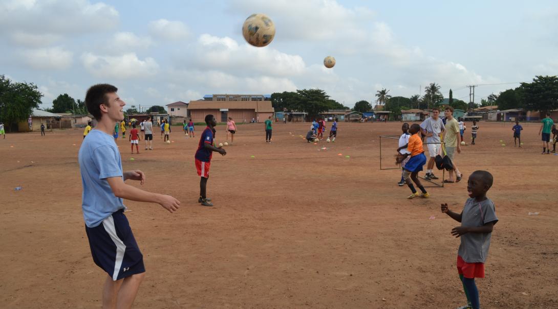Volunteer as a soccer coach in Ghana and teach a youth team various footwork, passing, and ball control techniques.