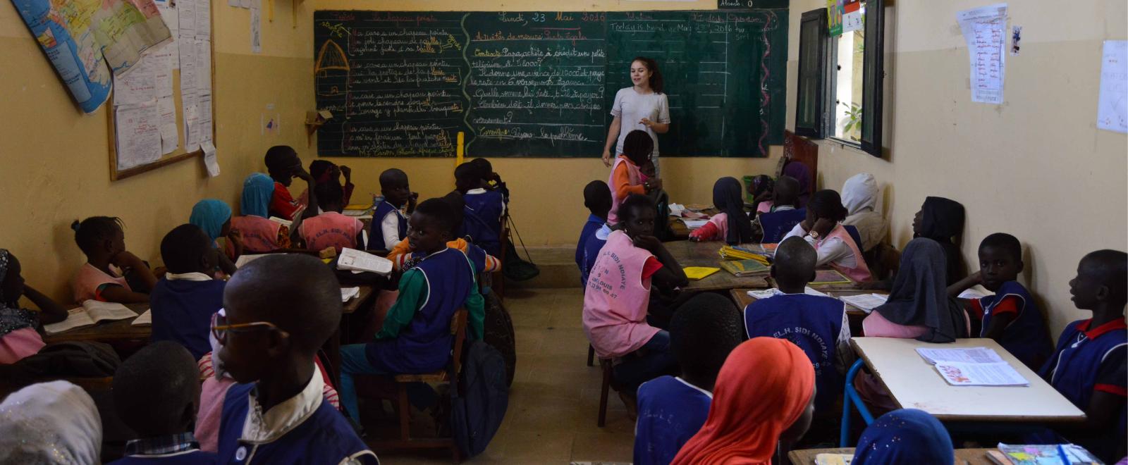 A teaching student in Senegal gains confidence as she teaches, just one of the benefits of volunteering