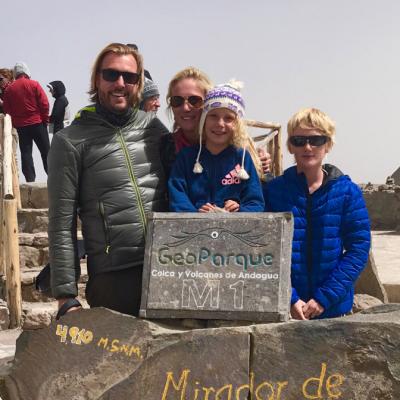 Belgian family at the top of the Andes Mountain range in Peru