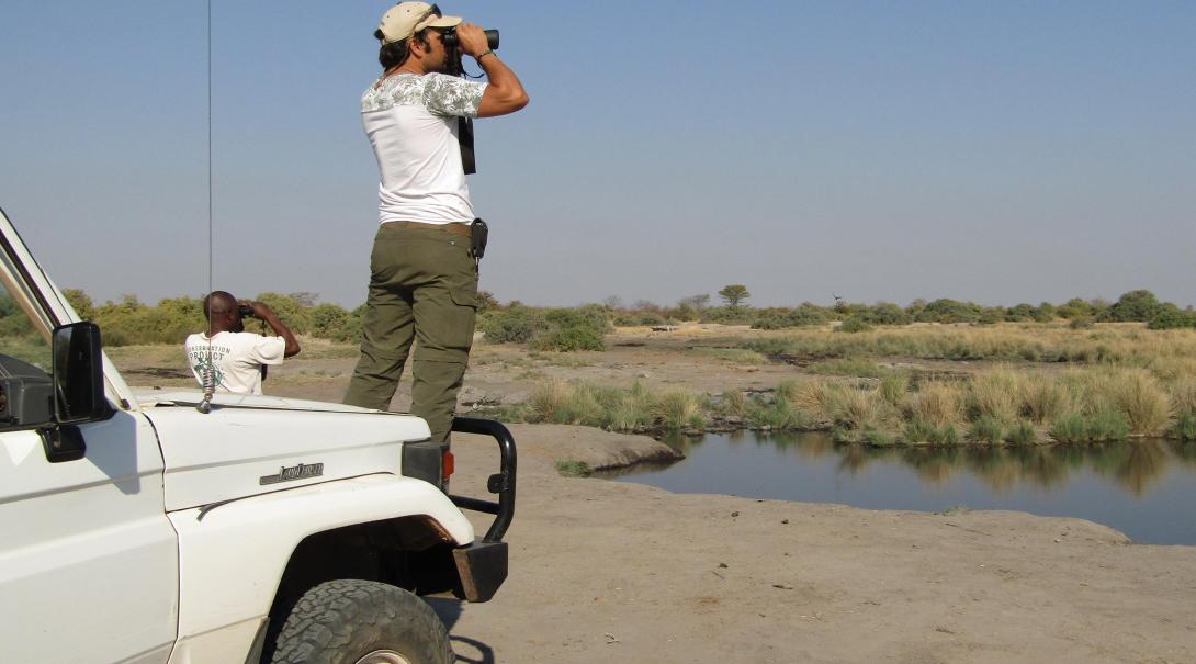 Conservation volunteers conducting a wildlife survey in Botsuwana