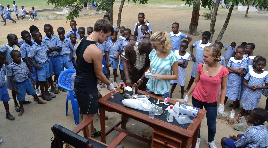 Some Projects Abroad Medicine Volunteers prepare a medical outreach during their project in Ghana.