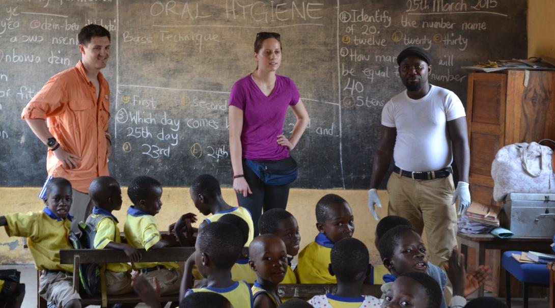 Projects Abroad nursing volunteers run a health campaign in a school in Ghana during their internship.