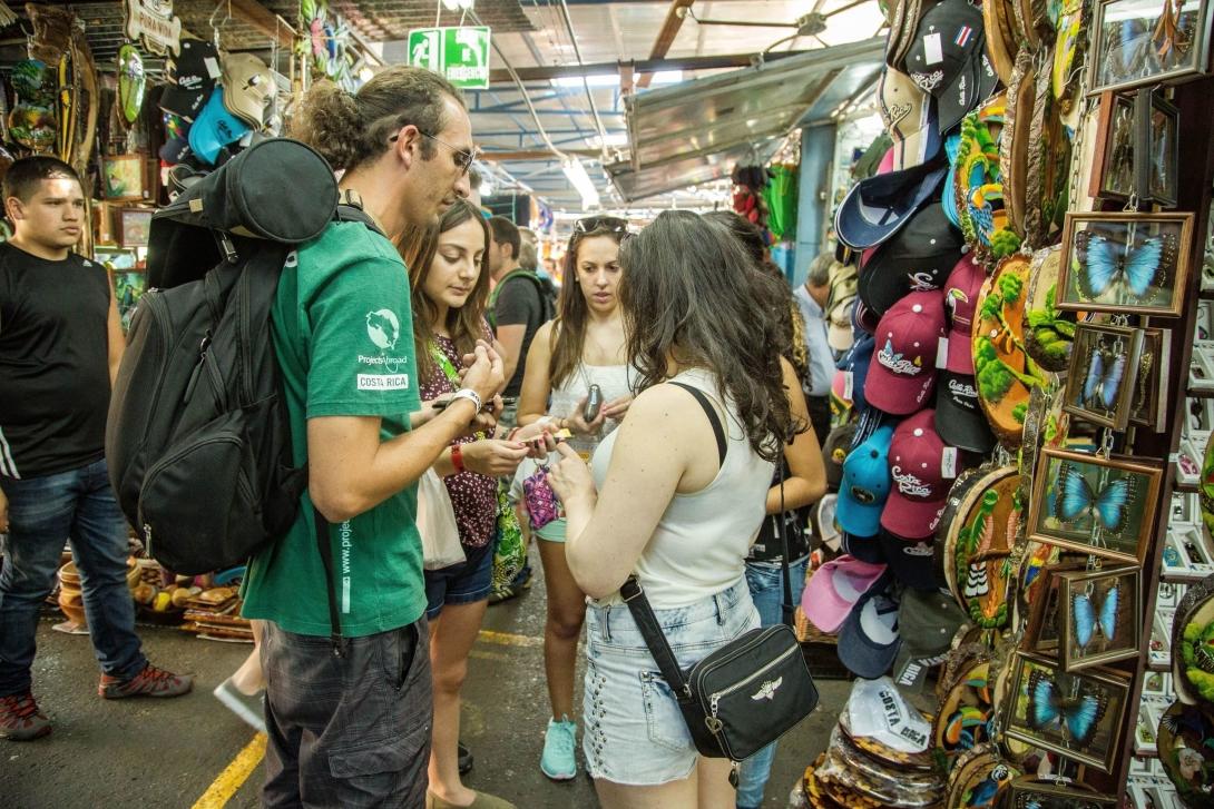 On a Spanish language project in Costa Rica, students explore local markets and practice their speaking skills.
