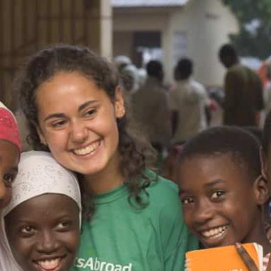Projects Abroad volunteer meets local people in Ghana