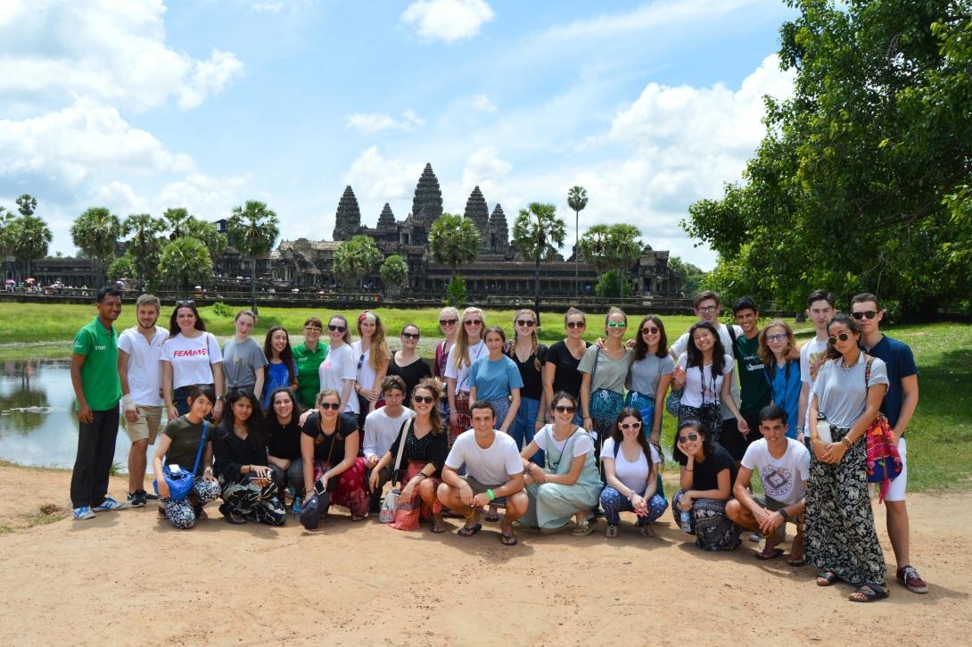 Volunteers outside the temples in Siem Reap.