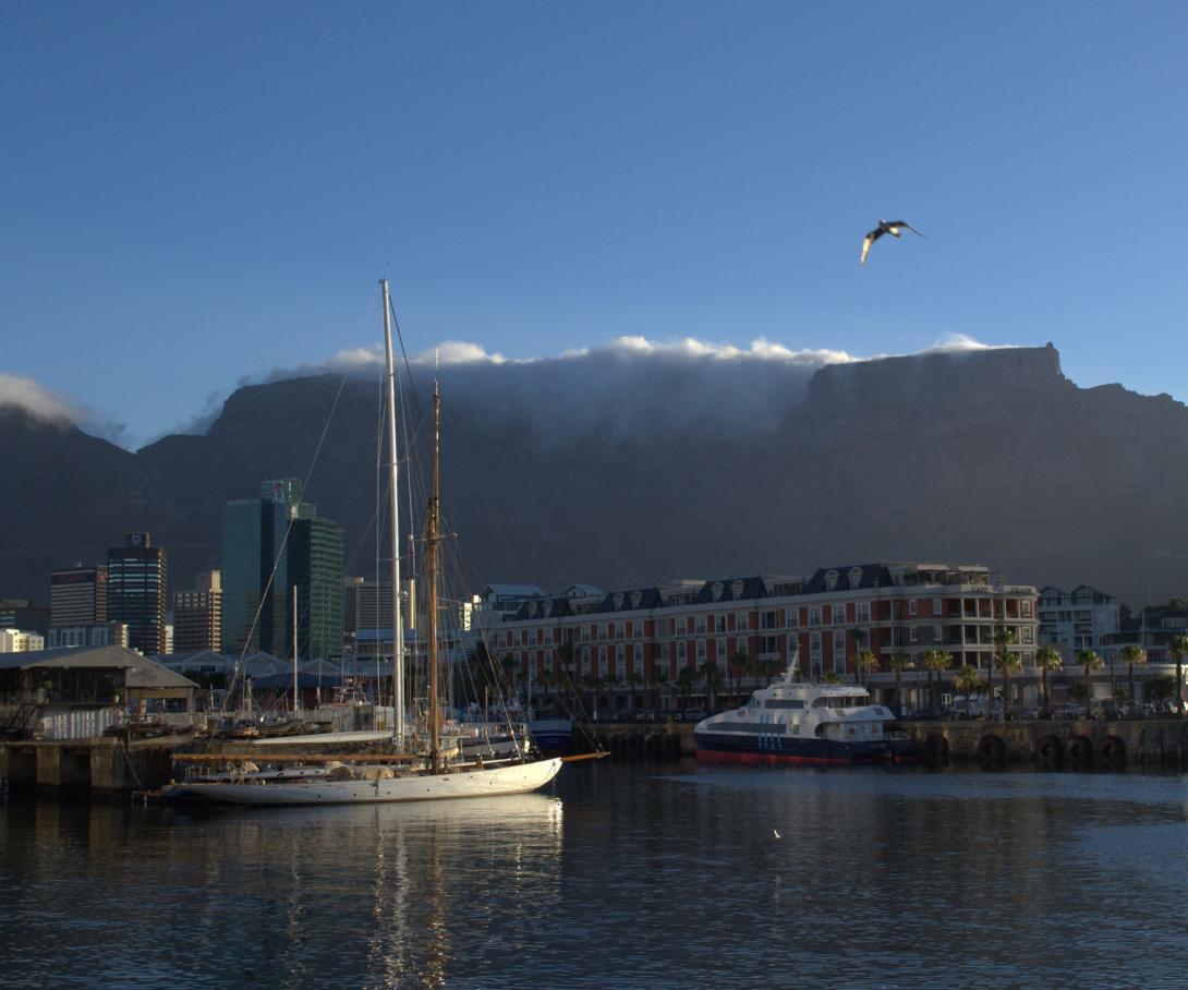 The wealthy area of the V&A Waterfront in Cape Town, popular with tourists.